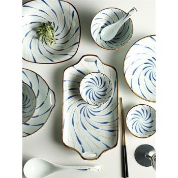 芳筑日式餐具手繪復古陶瓷碗盤家用米飯碗單個菜盤子大號湯碗面碗