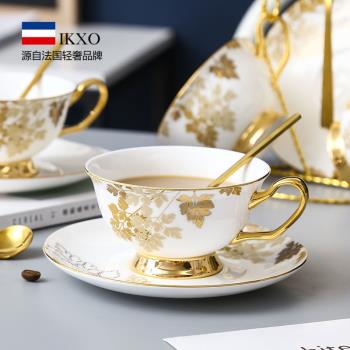 IKXO骨瓷咖啡杯高檔精致英式下午茶具花茶爐水果餐盤新年禮盒套裝