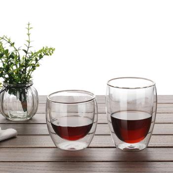glass cup進口雙層隔熱玻璃杯子耐熱透明創意水杯咖啡杯飲料杯