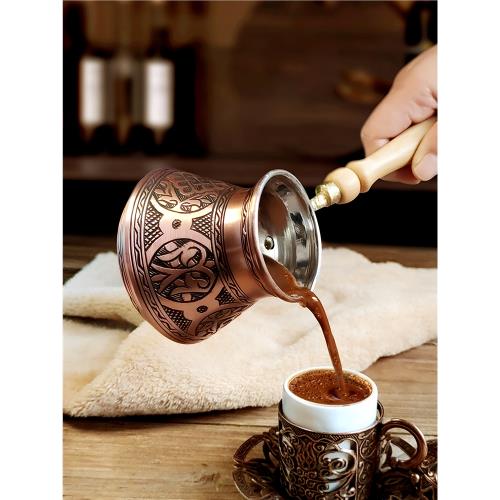 土耳其進口咖啡壺歐式復古美式紫銅金屬純手工花紋元素掛耳手沖壺