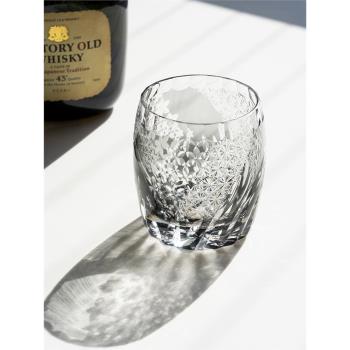 星光水晶玻璃杯江戶切子日式手工刻花威士忌杯復古高檔個性洋酒杯
