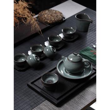 青瓷功夫茶具套裝家用手工哥窯鐵胎龍泉冰裂陶瓷泡茶茶壺茶杯整套