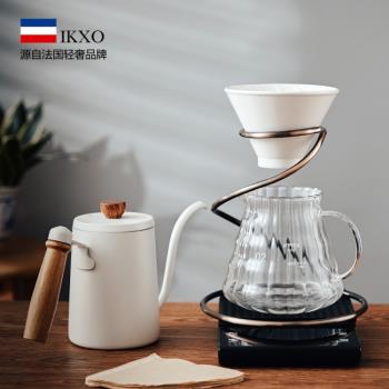 IKXO專業手沖咖啡壺器具套裝電子秤過濾杯天鵝頸細口掛耳分享壺