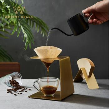 黃銅咖啡濾杯支架矩形滴漏式手沖架V60通用咖啡濾紙收納架組合ins