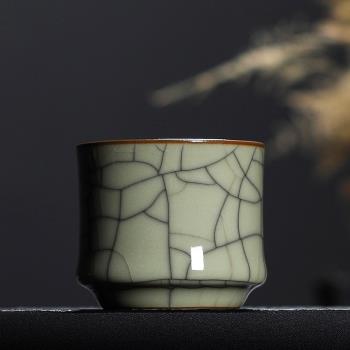 青瓷傳世哥窯主人杯單杯龍泉手工冰裂陶瓷功夫茶杯品茗杯茶具家用