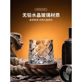 創意威士忌酒杯水晶杯高階ins風不倒翁家用啤酒杯洋酒杯帶託盤