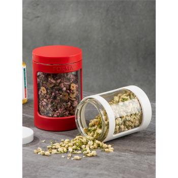 日本ASVEL 茶葉罐密封罐帶蓋透明防潮儲茶罐帶勺子玻璃瓶儲存罐