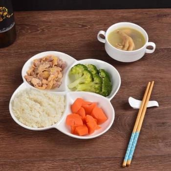 餐盤分格盤子創意網紅盤子拼盤純白陶瓷健康分餐盤家用飯盤一人食