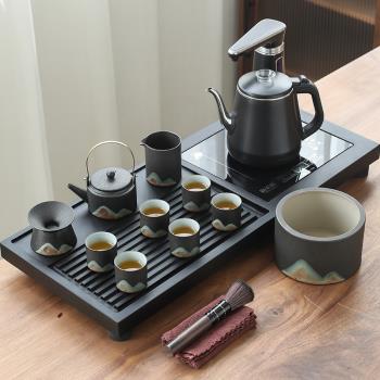 日式烏金石茶盤全自動一體茶海家用小茶臺排水簡約整套茶具套裝