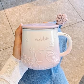 杯子陶瓷帶蓋帶勺子高顏值馬克杯女生家用水杯情侶辦公室咖啡杯男