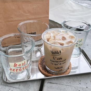 ins網紅玻璃早餐杯咖啡廳日韓法式字母印花美式冷萃冰拿鐵咖啡杯