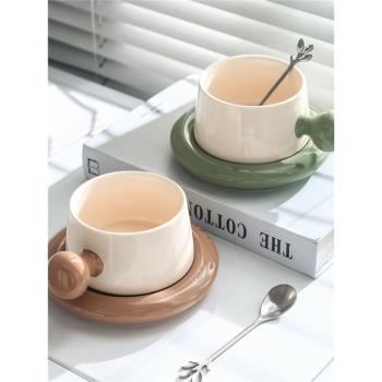 歐式馬卡龍撞色可愛陶瓷咖啡杯餐廳家用下午茶杯碟套裝早餐杯茶杯