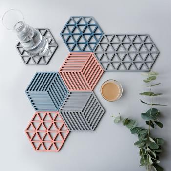 北歐ins幾何創意簡約耐高溫硅膠墊防燙隔熱餐廳碗墊鍋墊盤墊杯墊