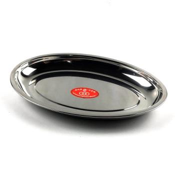 不銹鋼橢圓形盤商用加厚蒸魚盤燒烤盤腸粉盤水餃盤飯菜深盤餐盤子