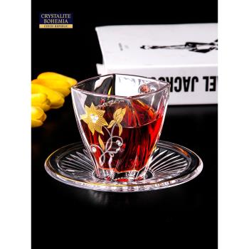 BOHEMIA捷克進口水晶玻璃杯子描金歐式家用水杯果汁飲料杯咖啡杯