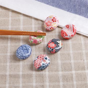 日式和風精品陶瓷元寶筷架餐桌勺托桌面筆托小擺件裝飾禮品