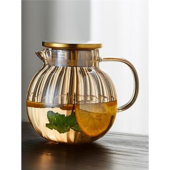 冷水壺高硼硅玻璃耐高溫家用大容量泡茶壺高顏值涼水杯子套裝