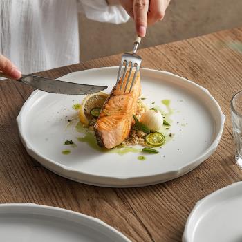 酒店特色西餐牛排盤白色陶瓷餐具菜盤子家用高級感沙拉意面盤擺盤