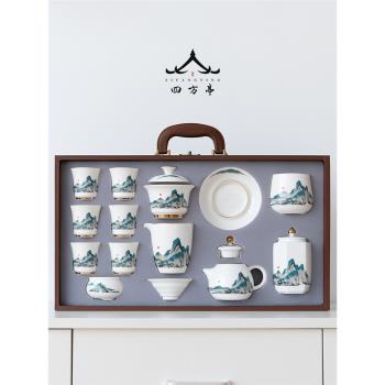 高檔輕奢功夫茶具套裝羊脂玉家用蓋碗陶瓷白瓷茶壺中式景德鎮茶杯