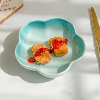 法國新款高溫陶瓷漸變色櫻花造型餐碗花瓣盤家用深盤沙拉盤精美
