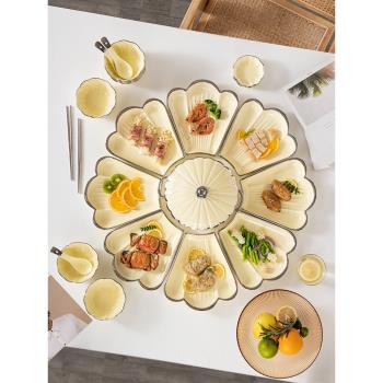 圓形陶瓷菜盤盤子套裝圓桌家用海鮮餐盤拼盤餐具組合碗碟套盤團圓