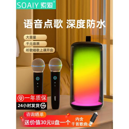 索愛藍牙音箱K歌家庭KTV話筒一體麥克風家用戶外便攜音響套裝