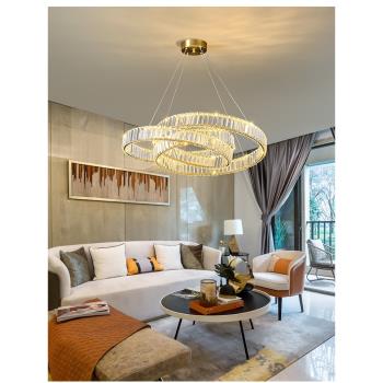 led客廳2024年新款簡約現代大氣高檔輕奢復式樓別墅時尚水晶吊燈