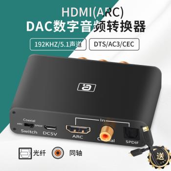 阿音 電視ARC光纖同軸音頻轉換器HDMI音頻回傳音響功放適配HD368