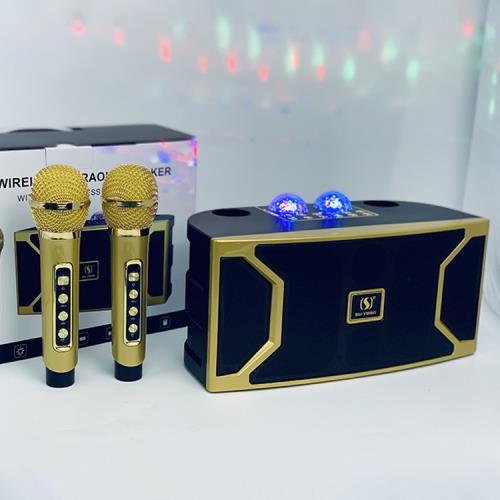 優仕達YS211藍牙音箱插卡通話低音炮雙無線話筒氛圍燈廣場舞音響