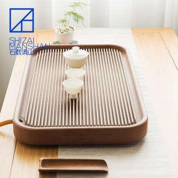 電木茶盤家用簡約小型高端素盤黃料原胚長方形中式大號排水式茶臺