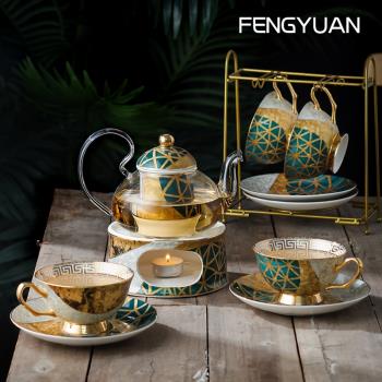 水果茶壺套裝家用輕奢歐式茶具花茶壺蠟燭加熱茶壺套裝英式下午茶