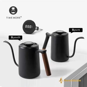 正品授權泰摩魚Pure手沖咖啡壺泰摩數顯溫度計不銹鋼鋼細口壺茶壺