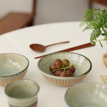 冰裂綠十草手作碗●日本進口美濃釉下彩日式陶瓷茶杯多用碗飯碗訂