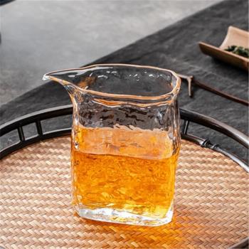 透明手工錘紋日式玻璃茶海公道杯