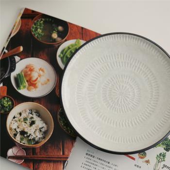螺旋白紋●日本進口美濃釉下彩日式陶瓷圓盤方盤菜盤飯碗面碗訂