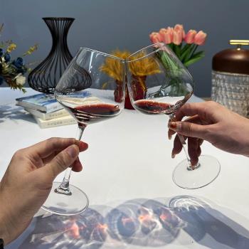 高檔勃艮第紅酒杯2只裝大肚北歐奢華無鉛水晶玻璃高腳葡萄酒杯