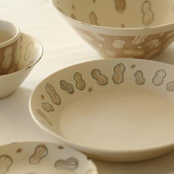 花生系列陶瓷碗盤碟●日本進口 啞光北歐菜盤面湯碗碟子飯碗