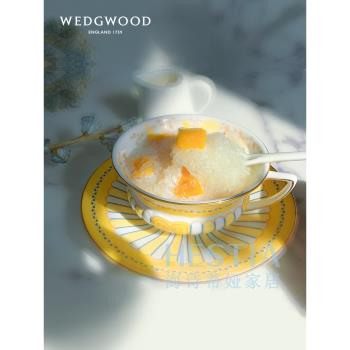 英國Wedgwood Yellow Ribbon黃絲帶骨瓷茶咖杯碟 歐式生日結婚禮