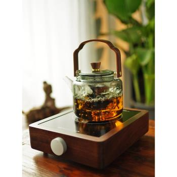 中式茶具蘇窗煮茶提梁壺耐熱玻璃純色蒸煮一體水壺泡茶壺家用復古