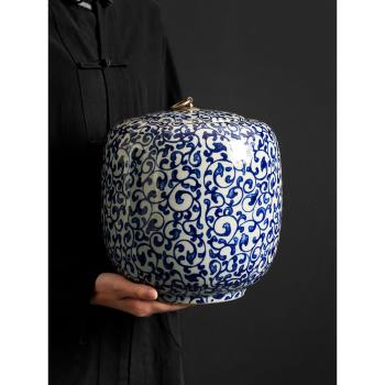 陶瓷茶葉罐大號5斤裝青花存儲罐密封罐家用空罐中式復古防潮儲物