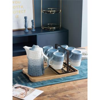 水壺水杯套裝家用輕奢水具茶具陶瓷套杯客廳茶杯北歐茶壺杯具禮盒