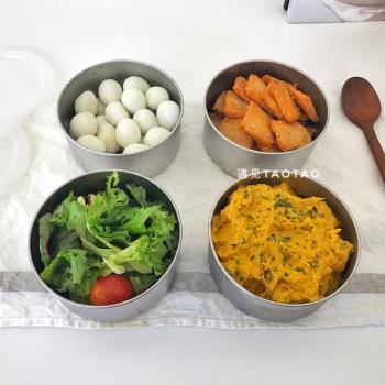 日本制 帶蓋不銹鋼保鮮盒冰箱收納冷藏盒水果儲存盒圓形深飯盒