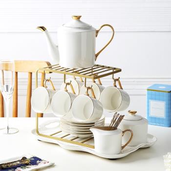 雅思婷•高檔咖啡杯套裝歐式骨瓷咖啡杯茶壺茶杯精致下午茶茶具
