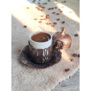 土耳其進口銅咖啡杯套裝歐式奧斯曼宮廷風速溶手沖意式濃縮杯復古