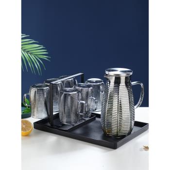 冷水壺高硼硅玻璃耐高溫家用客廳大容量涼水杯果茶壺套裝耐冷扎壺