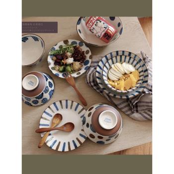 古樸質感丨日本進口派西系列陶瓷釉下彩高腳米飯小碗 家用圓碟子