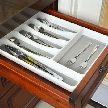 廚房抽屜收納盤分隔筷子刀叉收納盒櫥柜餐具整理盒子塑料置物架