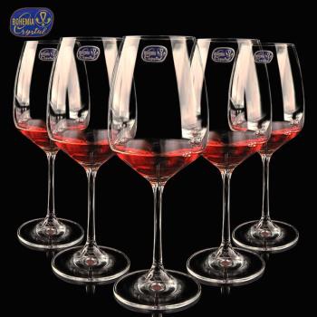 BOHEMIA捷克進口水晶玻璃紅酒杯套裝 家用波爾多葡萄酒杯高腳杯