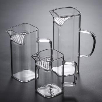 方形月牙功夫茶具配件玻璃公道杯