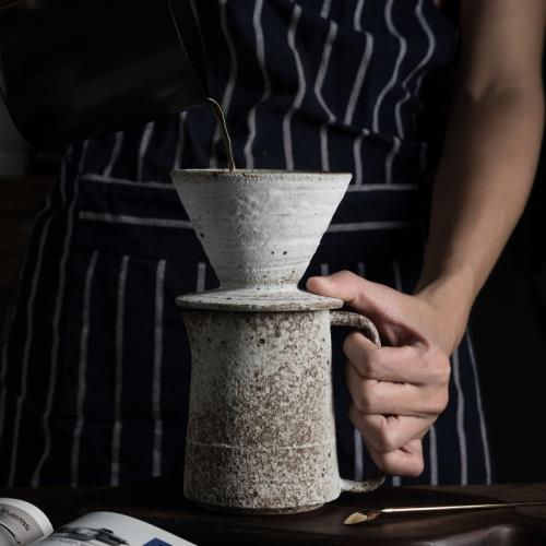 器昔|手工粗陶咖啡分享壺滴濾套裝歐式咖啡壺家用咖啡壺分享杯子